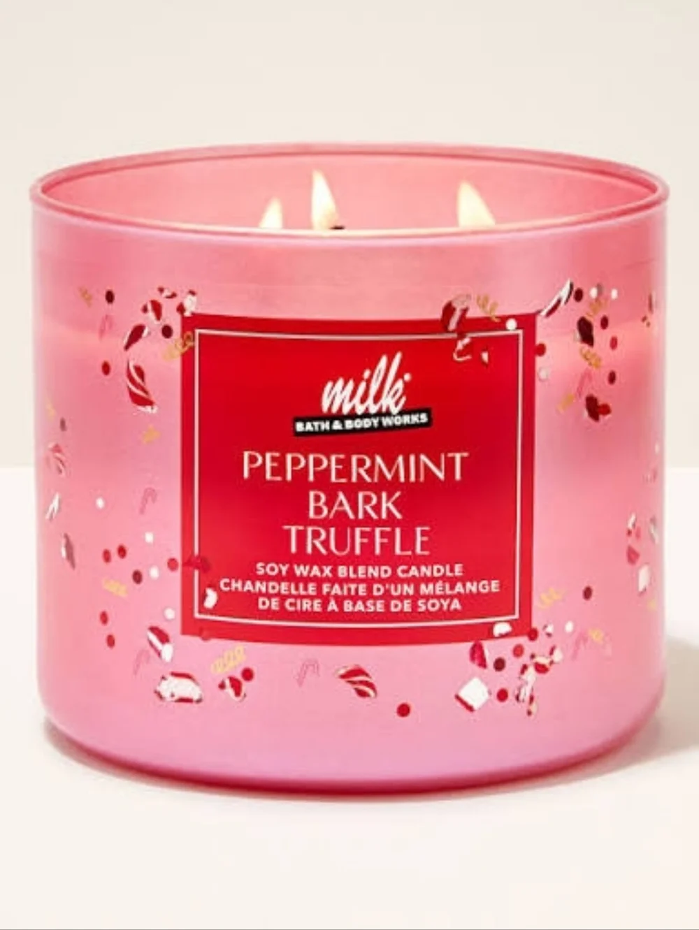 BBW Limited Edition ❤️‍🔥 Milk Bar Peppermint Bark Truffle 3 Wick Candle - Picture 5 of 5